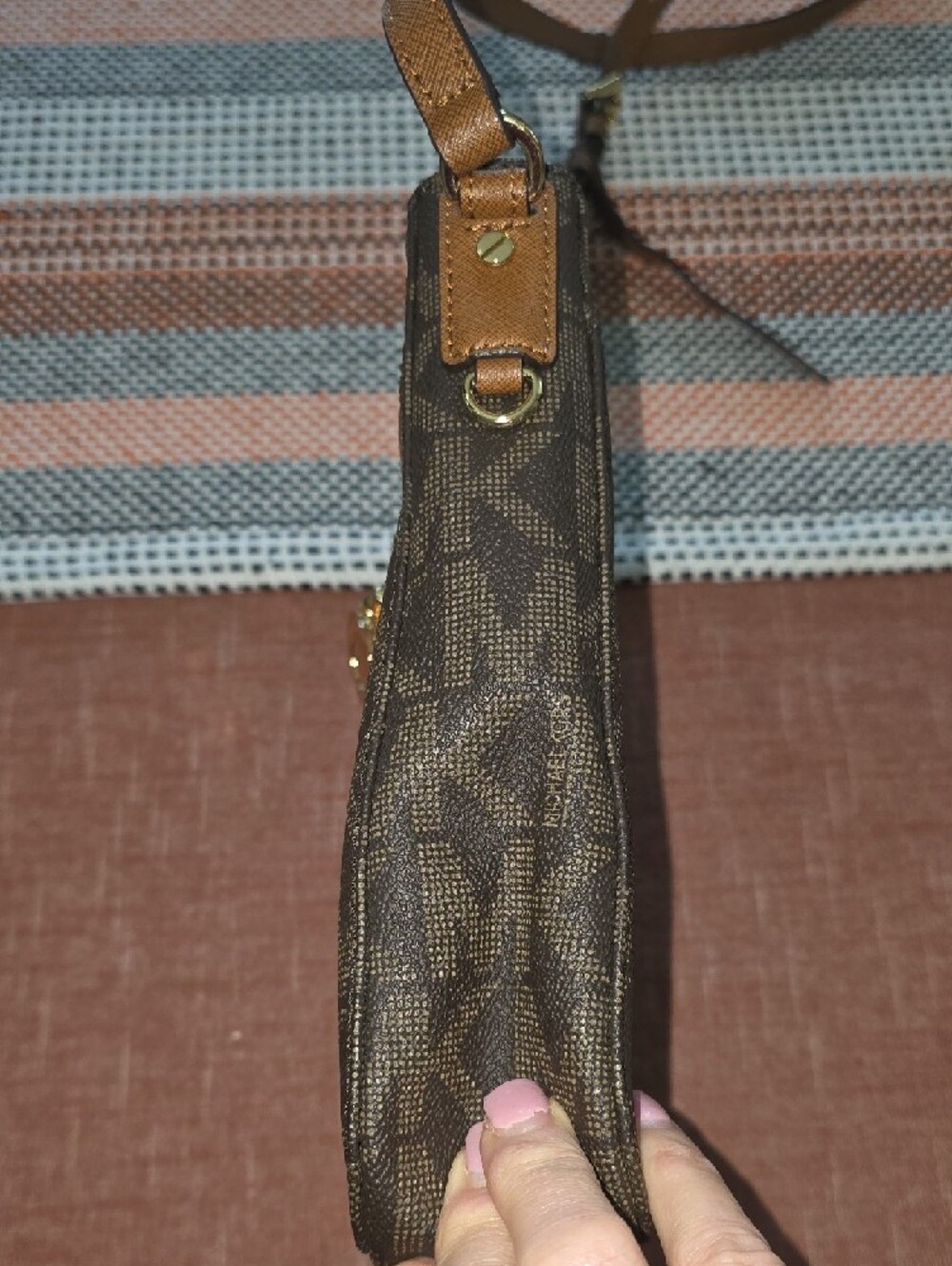 Michael Kors Black/Brown Signature MK Crossbody Bag - Picture 13 of 13